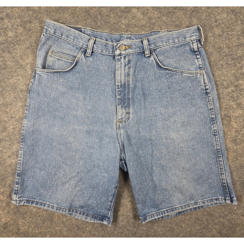 Wrangler Hero Originals Mens Light Wash Denim Shorts Blue Size 36 Jean Jorts